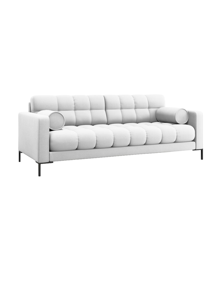 
4-Sitzer Design Sofa „Bali“ - Strukturstoff Hellgrau / Schwarz