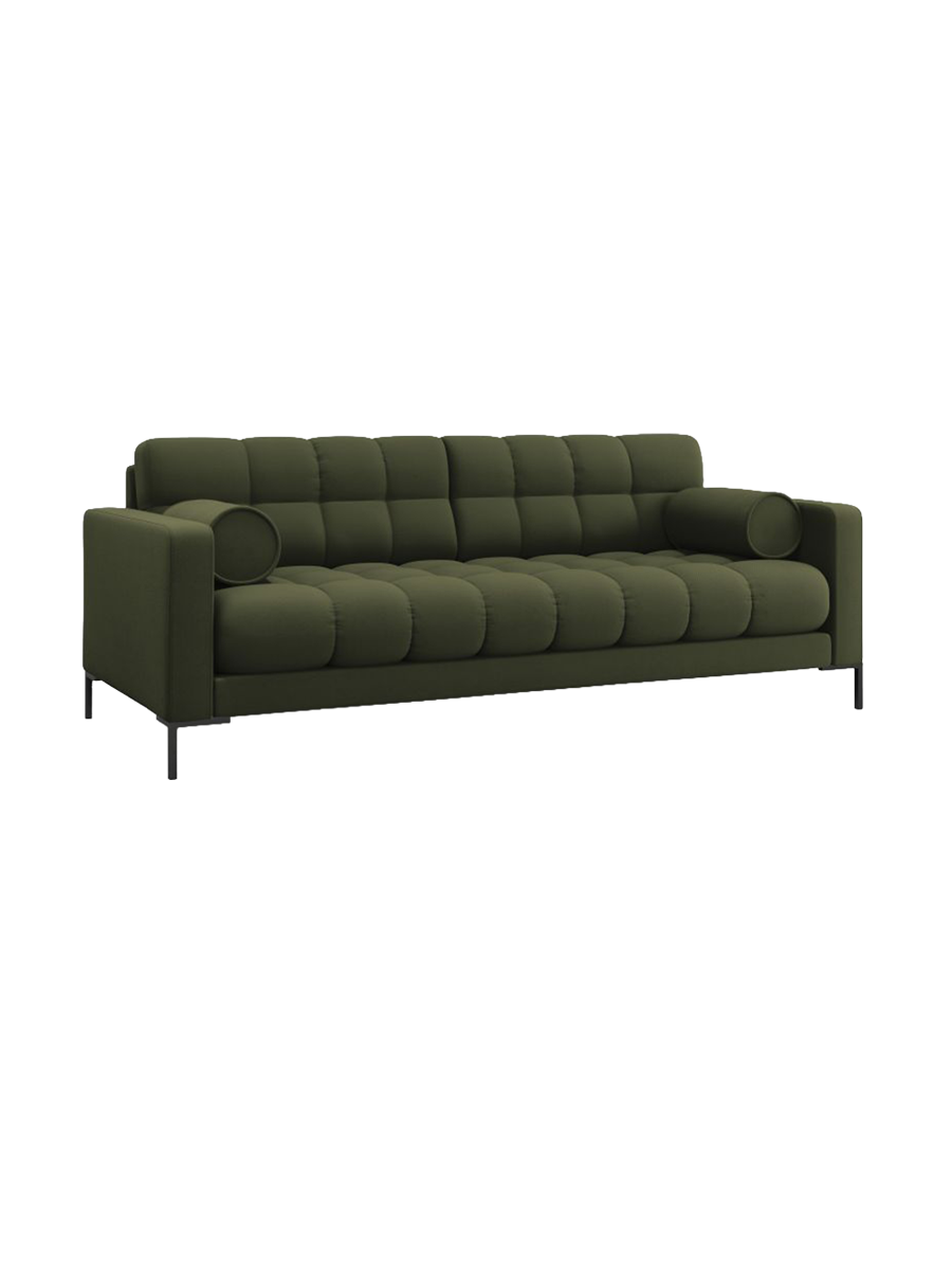 
4-Sitzer Design Sofa „Bali“ - Strukturstoff Grün / Schwarz