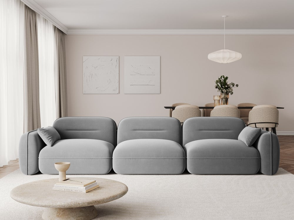 
4-Sitzer Design Sofa „Sydney“ - Samt Hellgrau