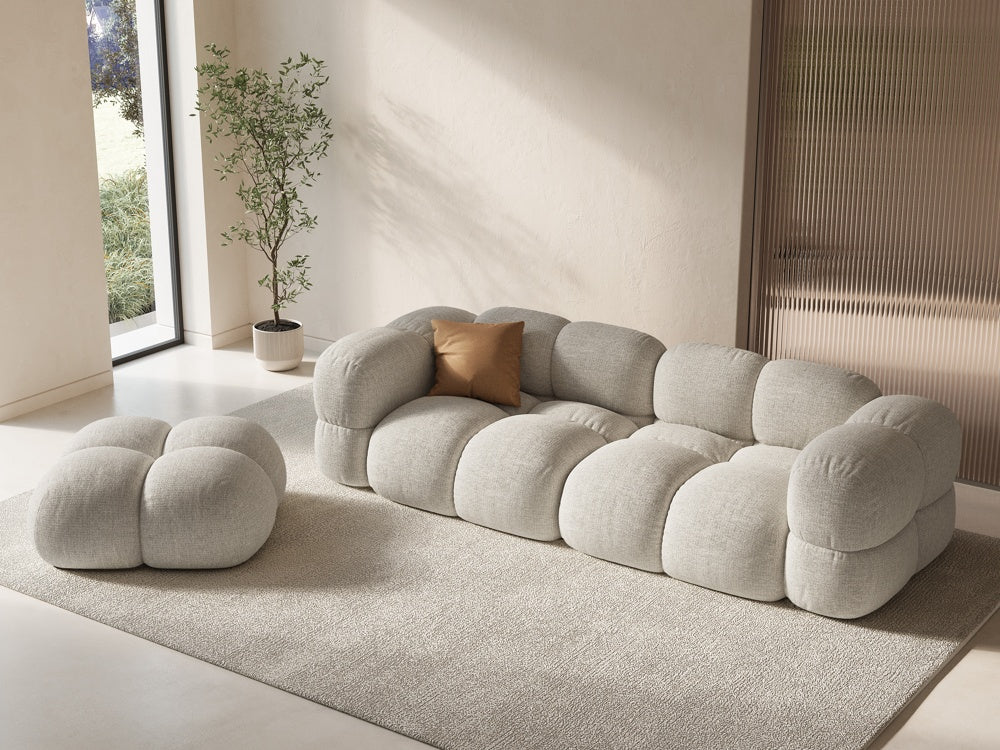 
4-Seater Designer Sofa "Loretto" - Structured Fabric Beige