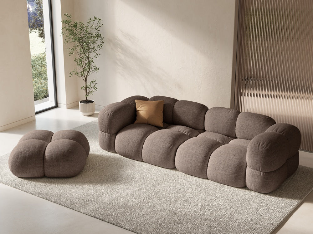 
4-Seater Designer Sofa "Loretto" - Structured fabric Cappuccino
