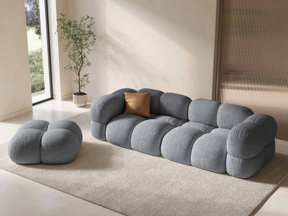 
4-Seater Designer Sofa "Loretto" - Textured Fabric Grey