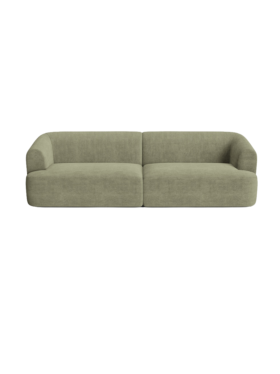 
4-Seater Designer Sofa "Campi" - Cord Moss Green