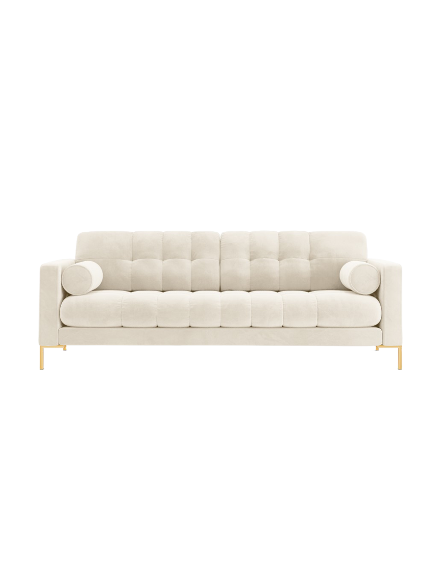 
4-Sitzer Design Sofa „Bali“ - Samt Beige hell / Gold