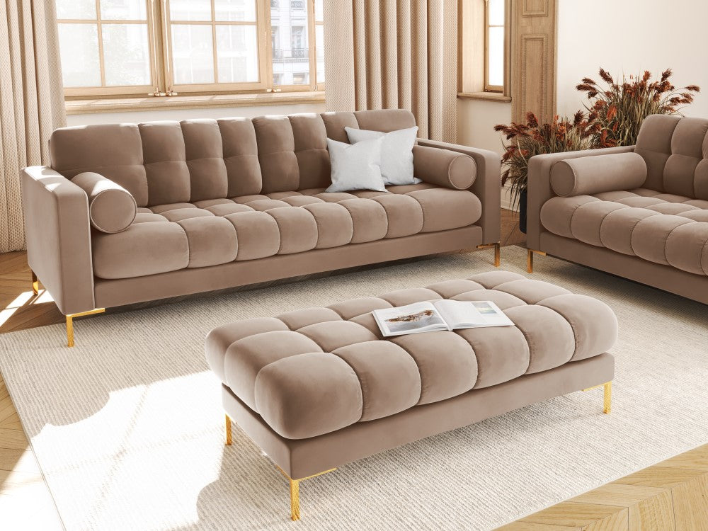 
4-Sitzer Design Sofa „Bali“ - Samt Beige / Gold