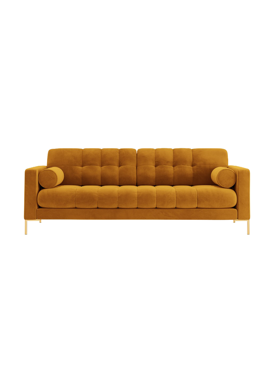 
4-Sitzer Design Sofa „Bali“ - Samt Senfgelb / Gold