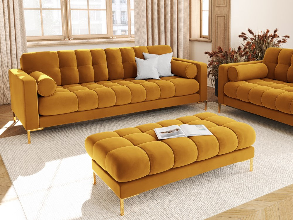 
4-Sitzer Design Sofa „Bali“ - Samt Senfgelb / Gold