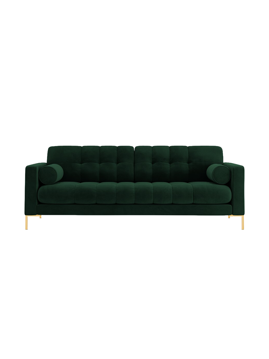 
4-Sitzer Design Sofa „Bali“ - Samt Flaschengrün / Gold
