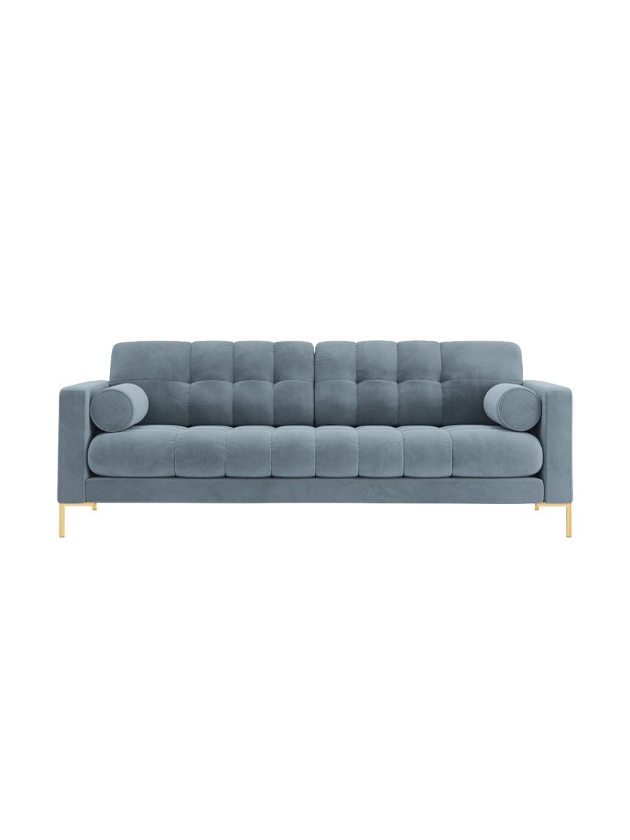 
4-Sitzer Design Sofa „Bali“ - Samt Hellblau / Gold