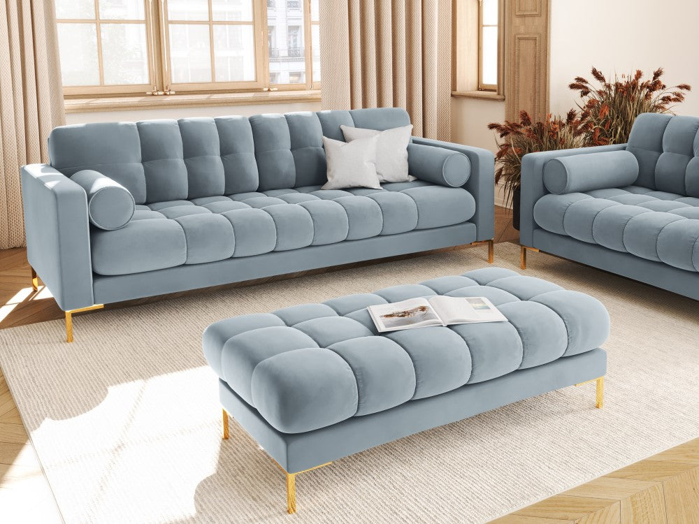 
4-Sitzer Design Sofa „Bali“ - Samt Hellblau / Gold