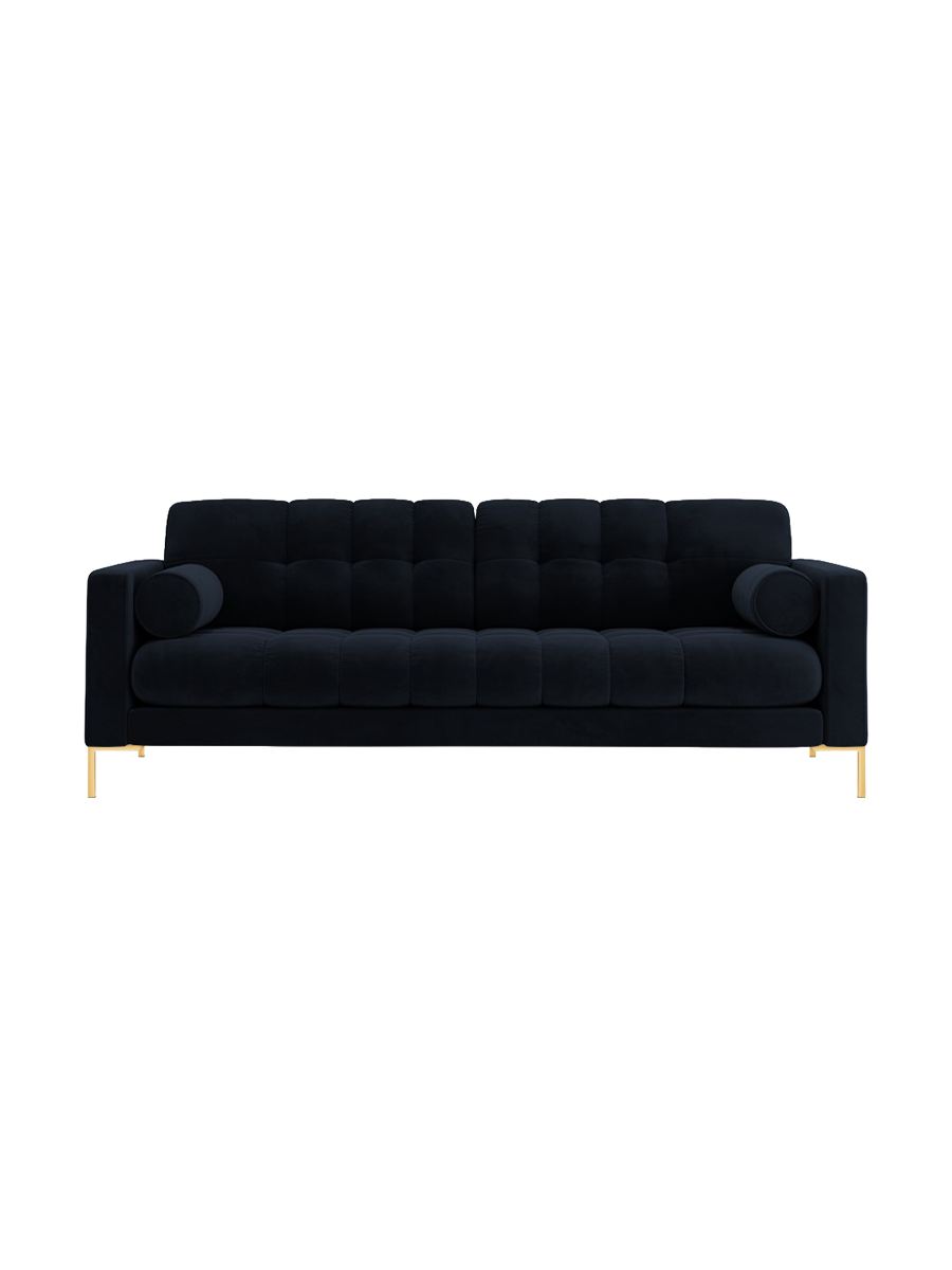 
4-Sitzer Design Sofa „Bali“ - Samt Dunkelblau / Gold