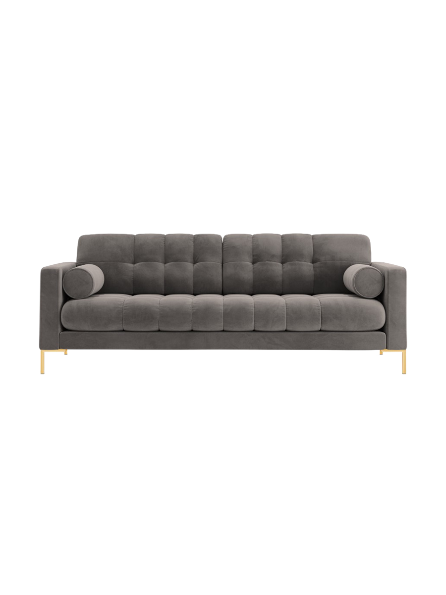 
4-Sitzer Design Sofa „Bali“ - Samt Hellgrau / Gold
