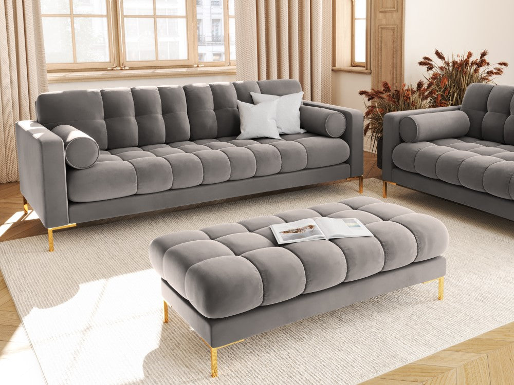 
4-Sitzer Design Sofa „Bali“ - Samt Hellgrau / Gold