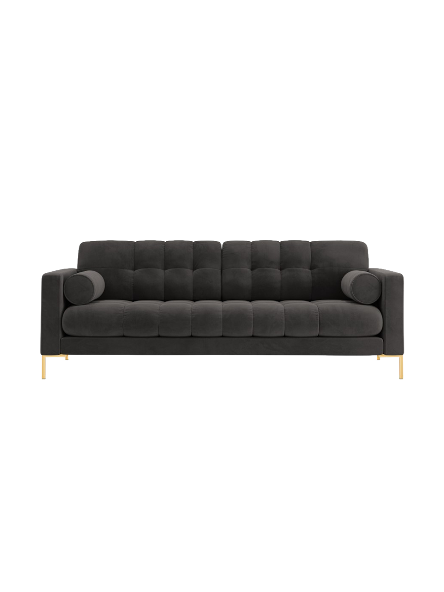 
4-Sitzer Design Sofa „Bali“ - Samt Dunkelgrau / Gold