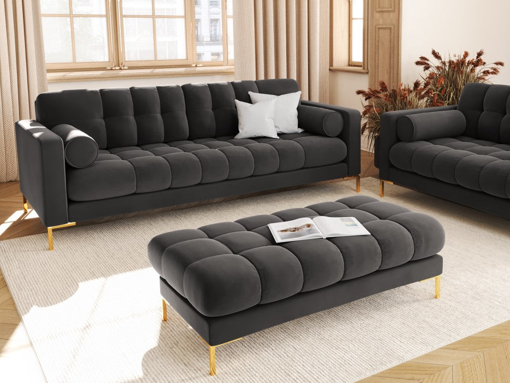 
4-Sitzer Design Sofa „Bali“ - Samt Dunkelgrau / Gold
