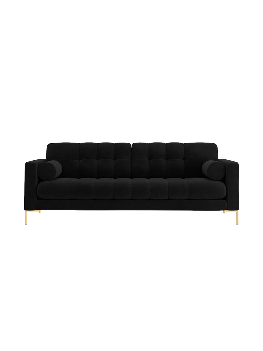 
4-Sitzer Design Sofa „Bali“ - Samt Schwarz / Gold