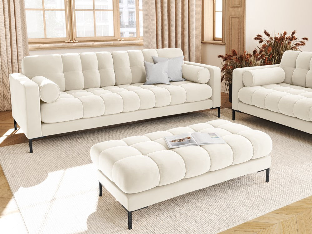 
4-Sitzer Design Sofa „Bali“ - Samt Beige hell / Schwarz