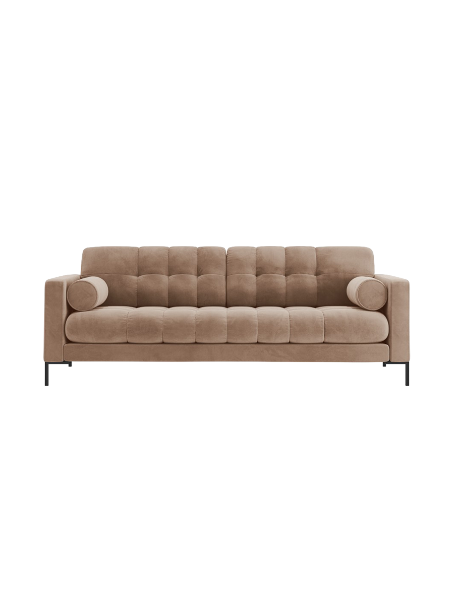 
4-Sitzer Design Sofa „Bali“ - Samt Beige / Schwarz