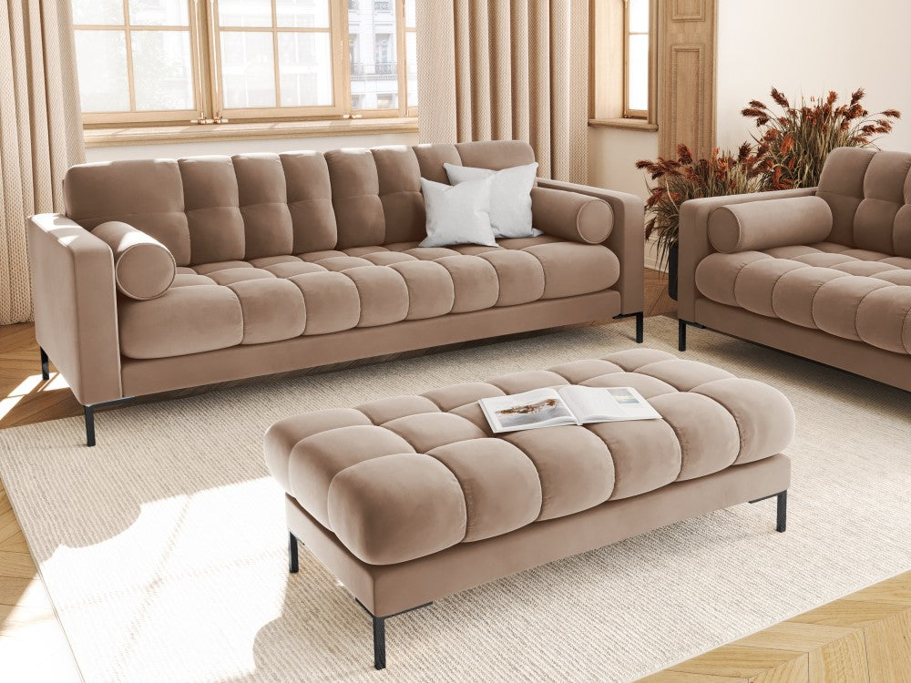 
4-Sitzer Design Sofa „Bali“ - Samt Beige / Schwarz