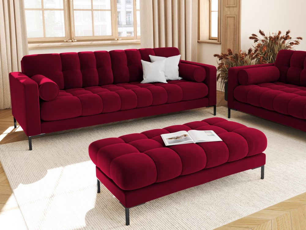 
4-Sitzer Design Sofa „Bali“ - Samt Rot / Schwarz