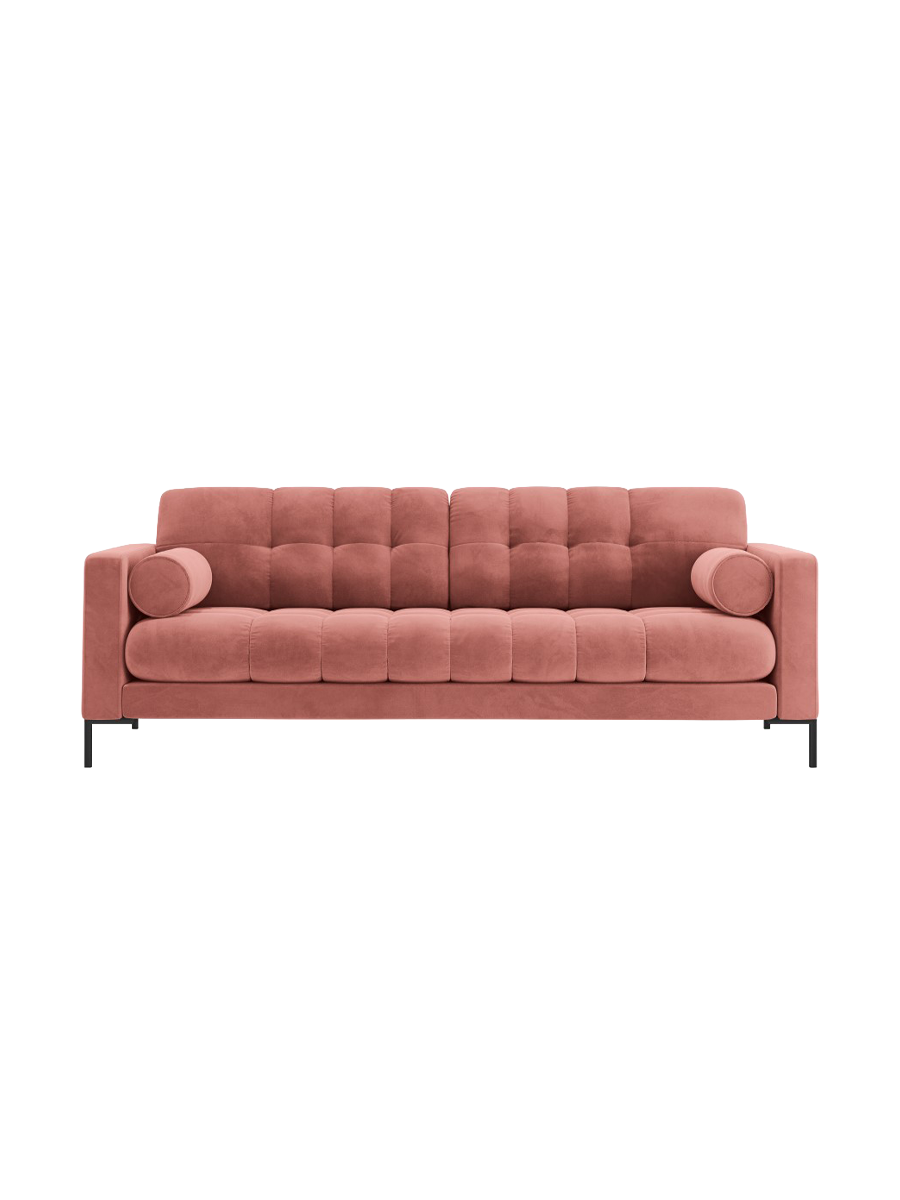 
4-Sitzer Design Sofa „Bali“ - Samt Rosa / Schwarz