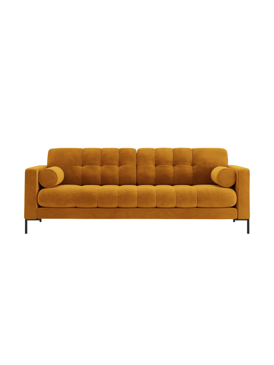
4-Sitzer Design Sofa „Bali“ - Samt Senfgelb / Schwarz