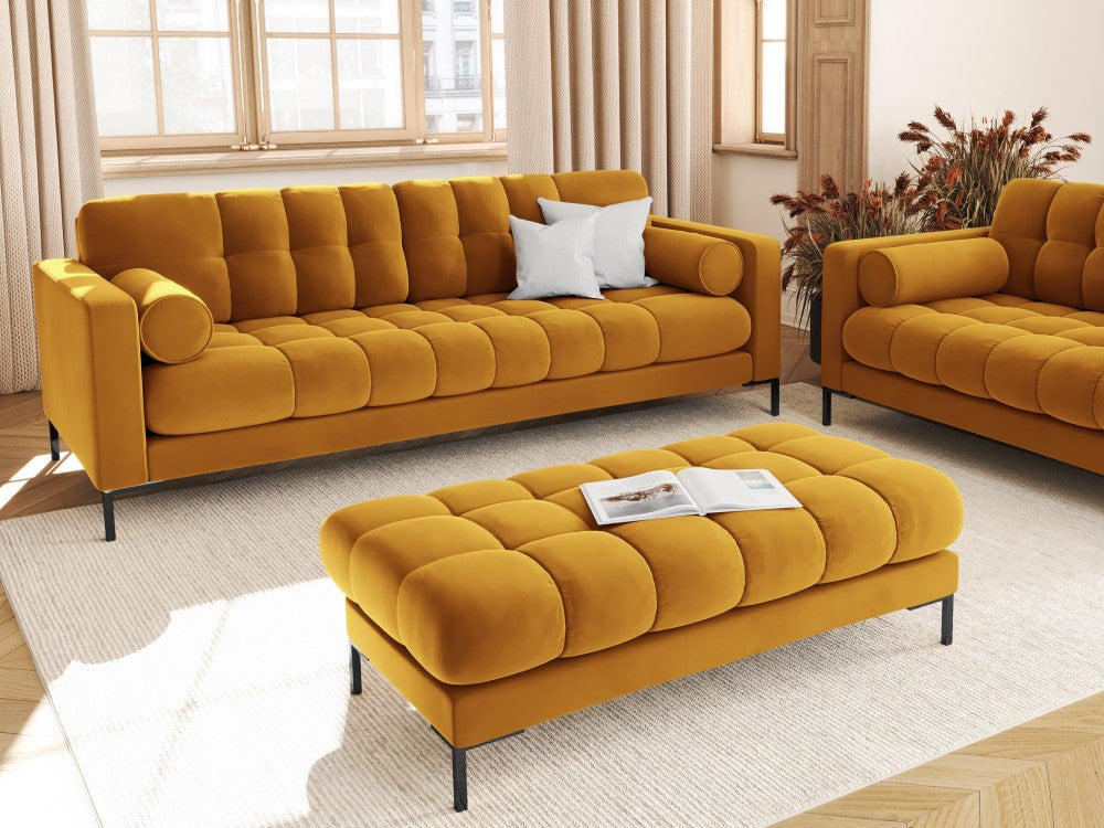 
4-Sitzer Design Sofa „Bali“ - Samt Senfgelb / Schwarz