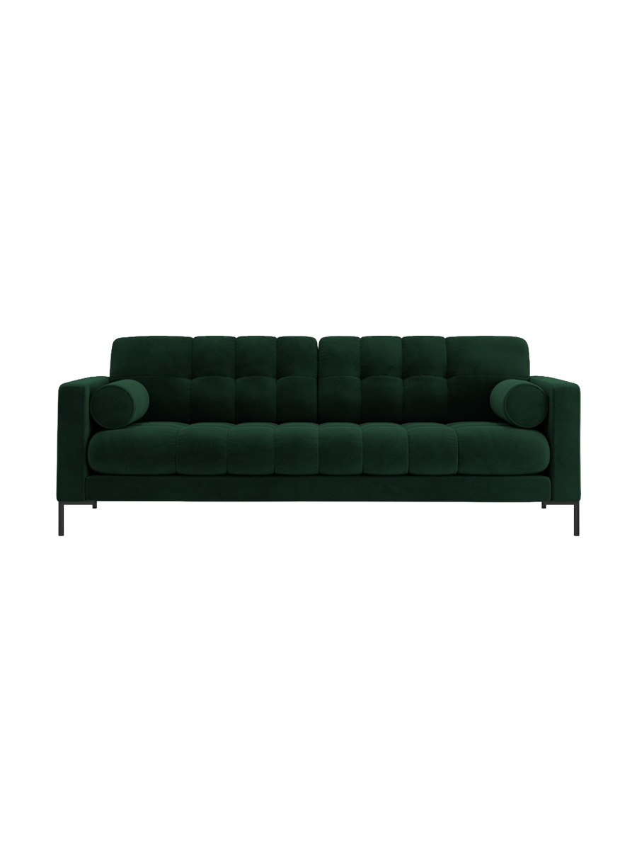 
4-Sitzer Design Sofa „Bali“ - Samt Flaschengrün / Schwarz