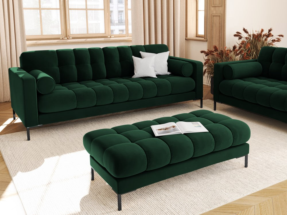 
4-Sitzer Design Sofa „Bali“ - Samt Flaschengrün / Schwarz