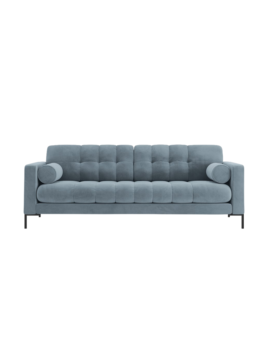
4-Sitzer Design Sofa „Bali“ - Samt Hellblau / Schwarz