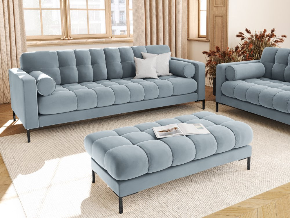 
4-Sitzer Design Sofa „Bali“ - Samt Hellblau / Schwarz