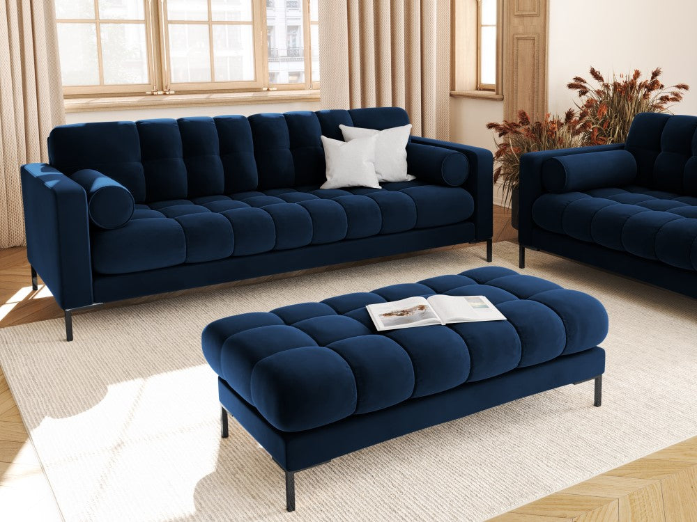 
4-Sitzer Design Sofa „Bali“ - Samt Königsblau / Schwarz