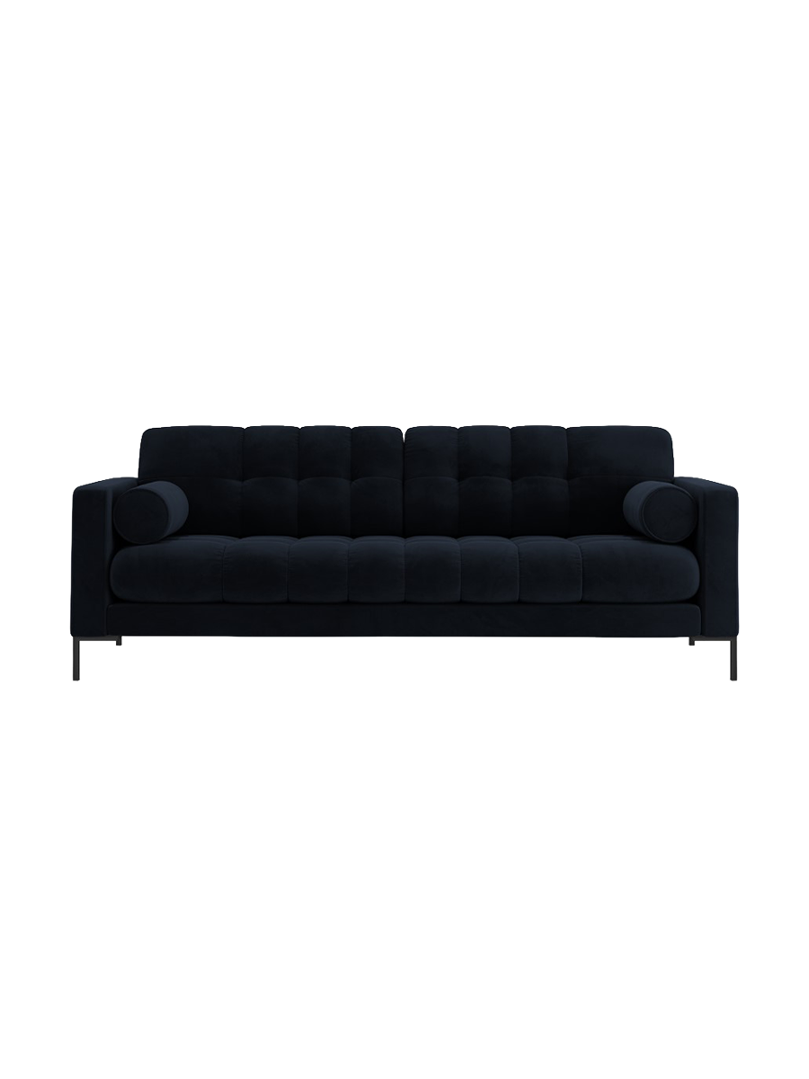 
4-Sitzer Design Sofa „Bali“ - Samt Dunkelblau / Schwarz