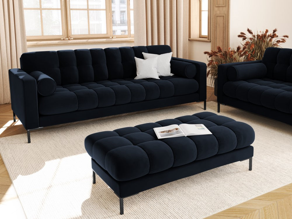 
4-Sitzer Design Sofa „Bali“ - Samt Dunkelblau / Schwarz