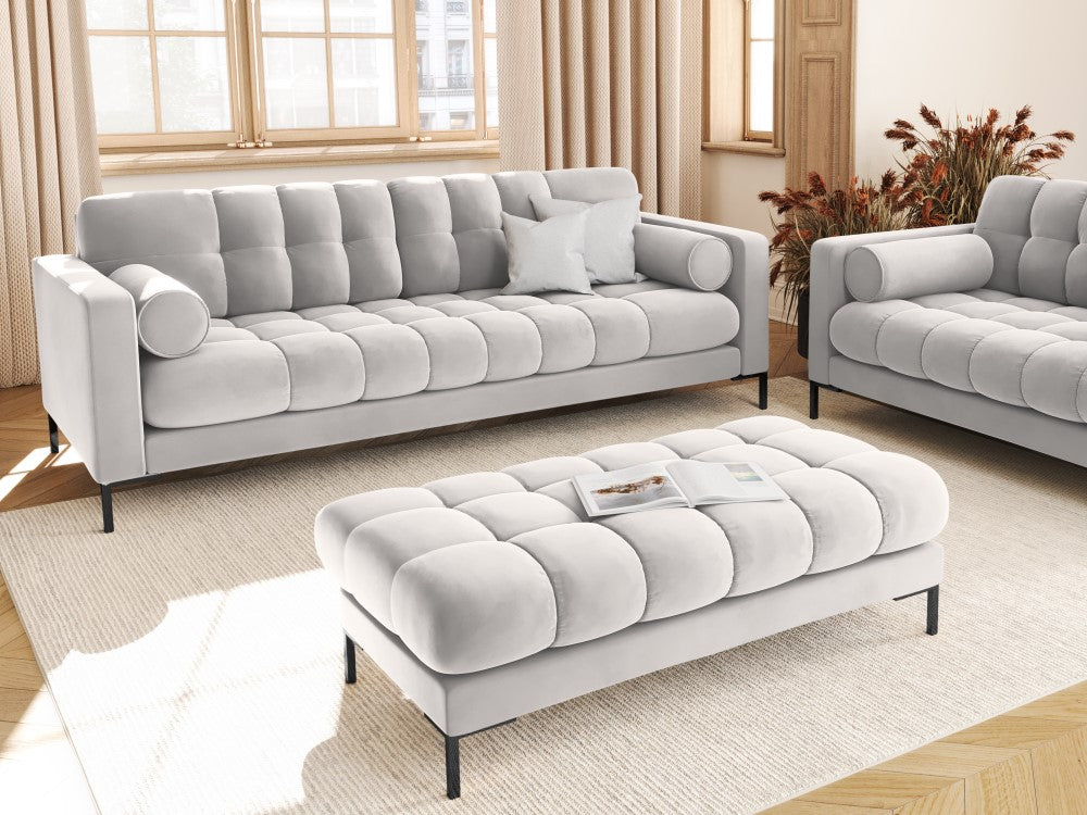 
4-Sitzer Design Sofa „Bali“ - Samt Silver / Schwarz