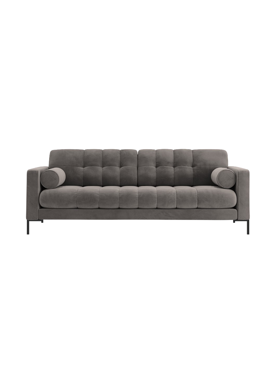 
4-Sitzer Design Sofa „Bali“ - Samt Hellgrau / Schwarz