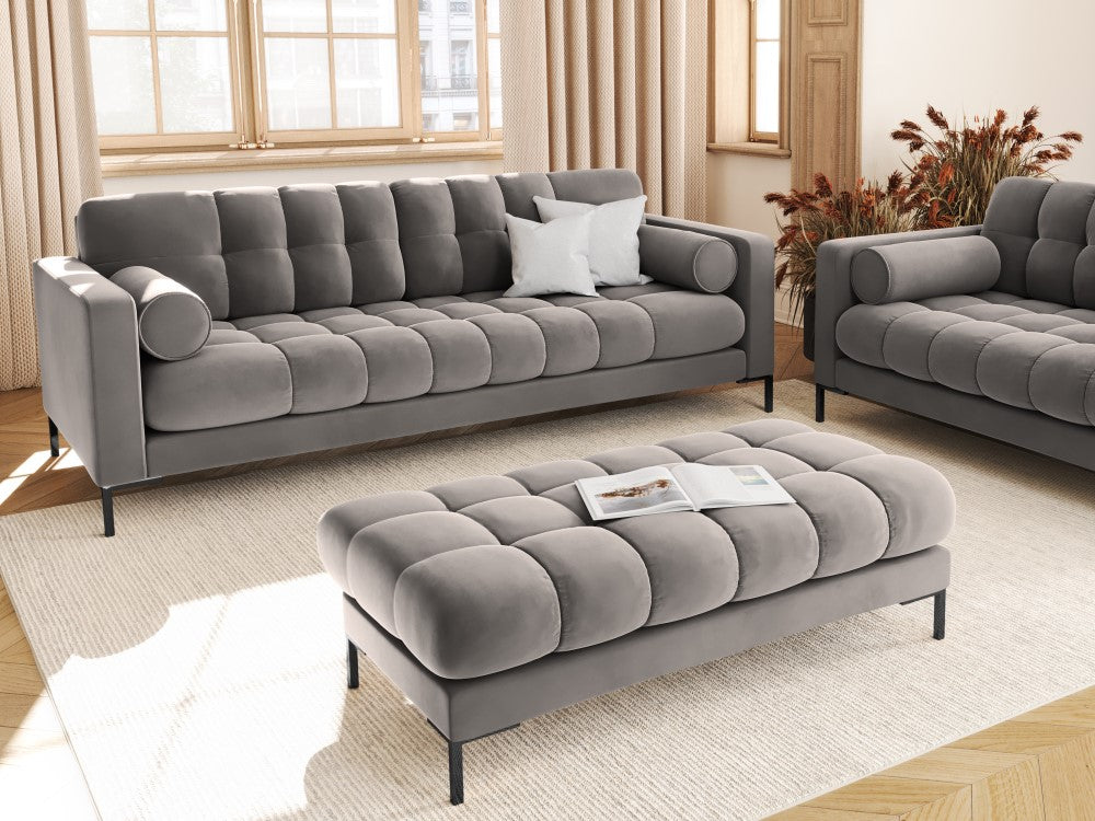 
4-Sitzer Design Sofa „Bali“ - Samt Hellgrau / Schwarz