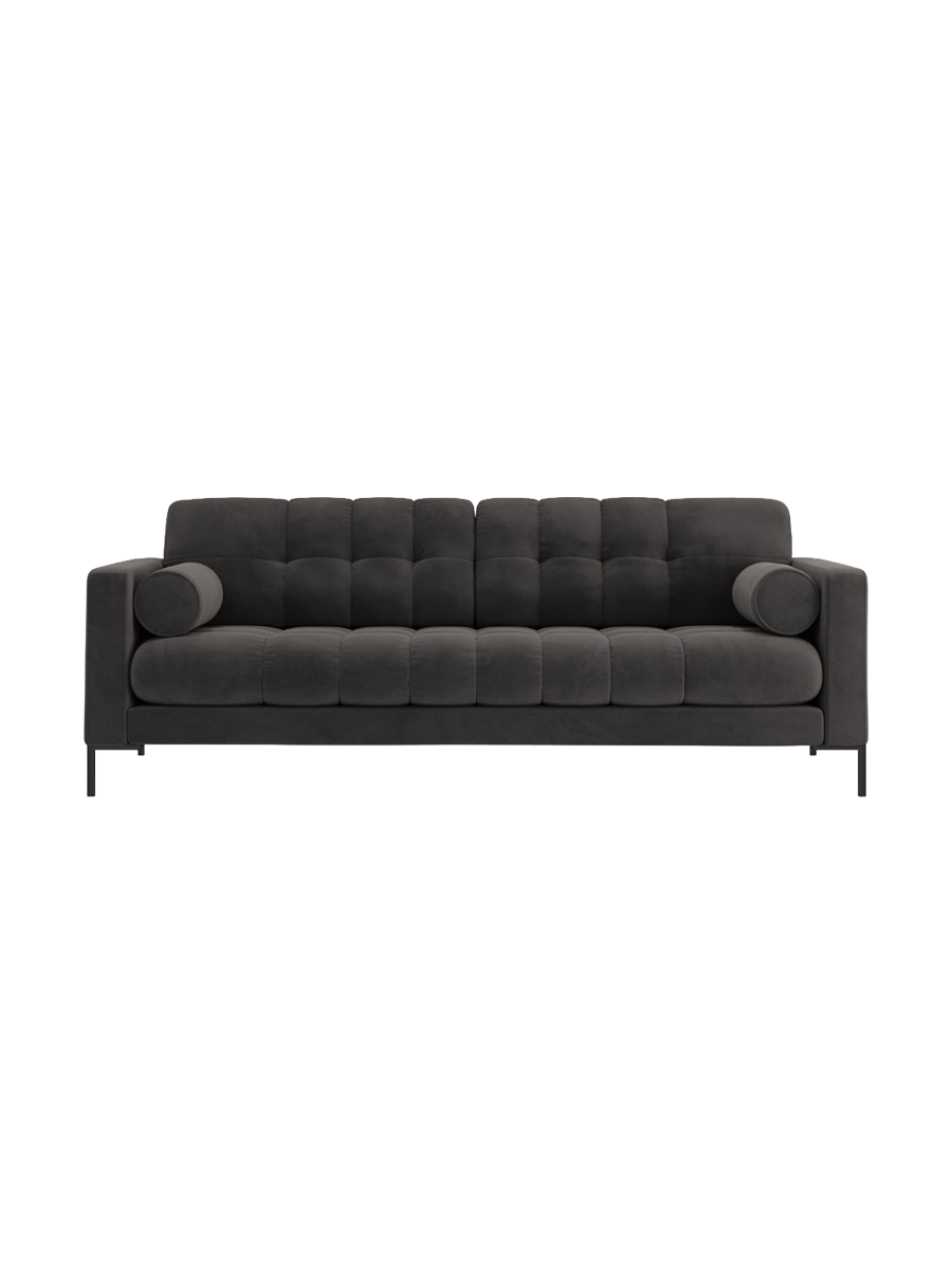 
4-Sitzer Design Sofa „Bali“ - Samt Dunkelgrau / Schwarz