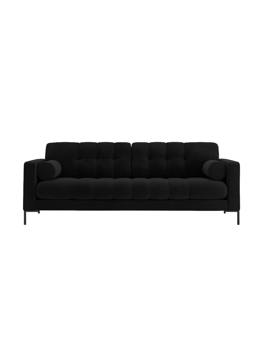 
4-Sitzer Design Sofa „Bali“ - Samt Schwarz / Schwarz