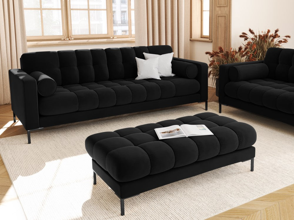 
4-Sitzer Design Sofa „Bali“ - Samt Schwarz / Schwarz