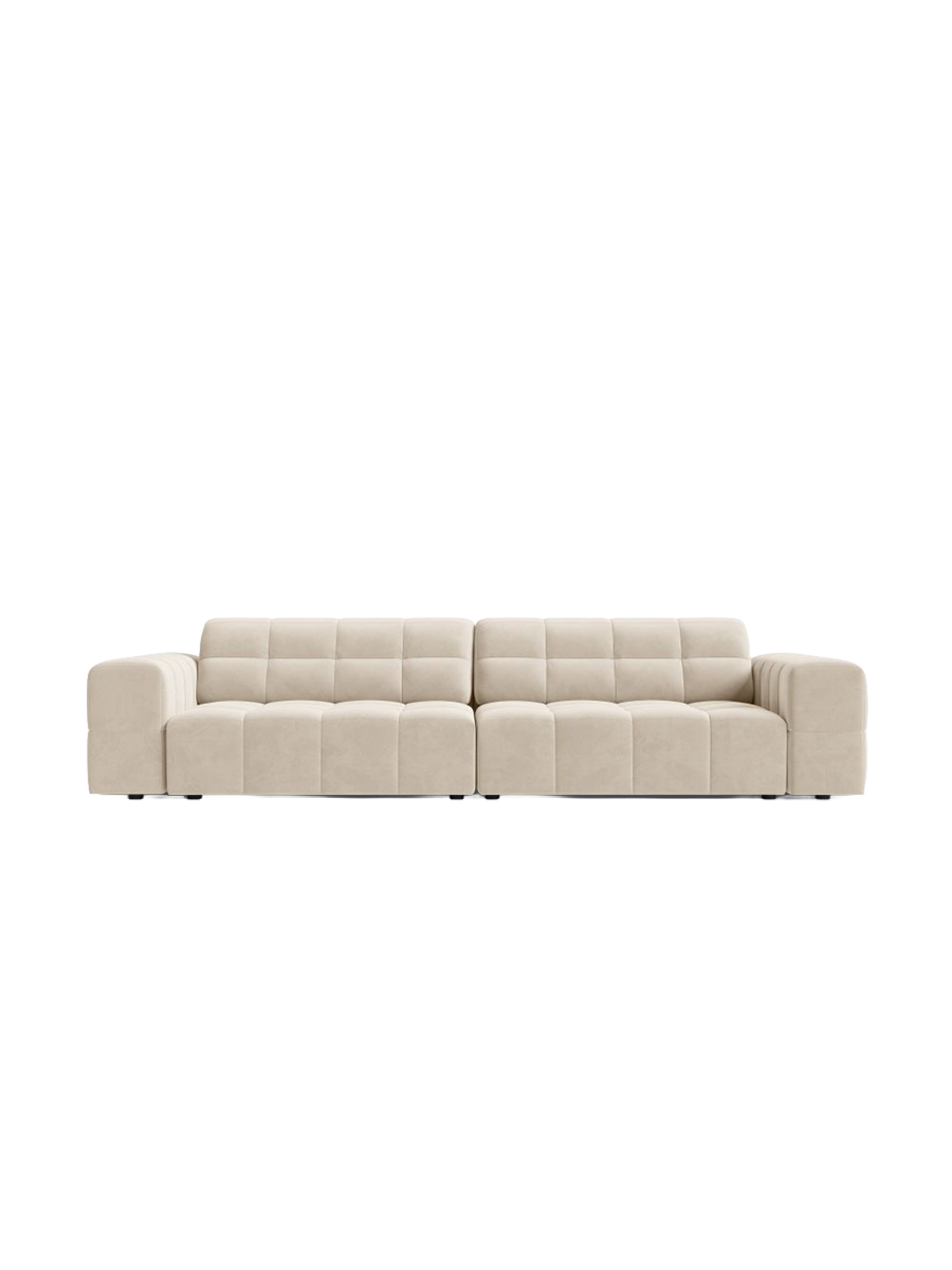 
4-Seater Designer Sofa "Chicago" - Light Beige Velvet