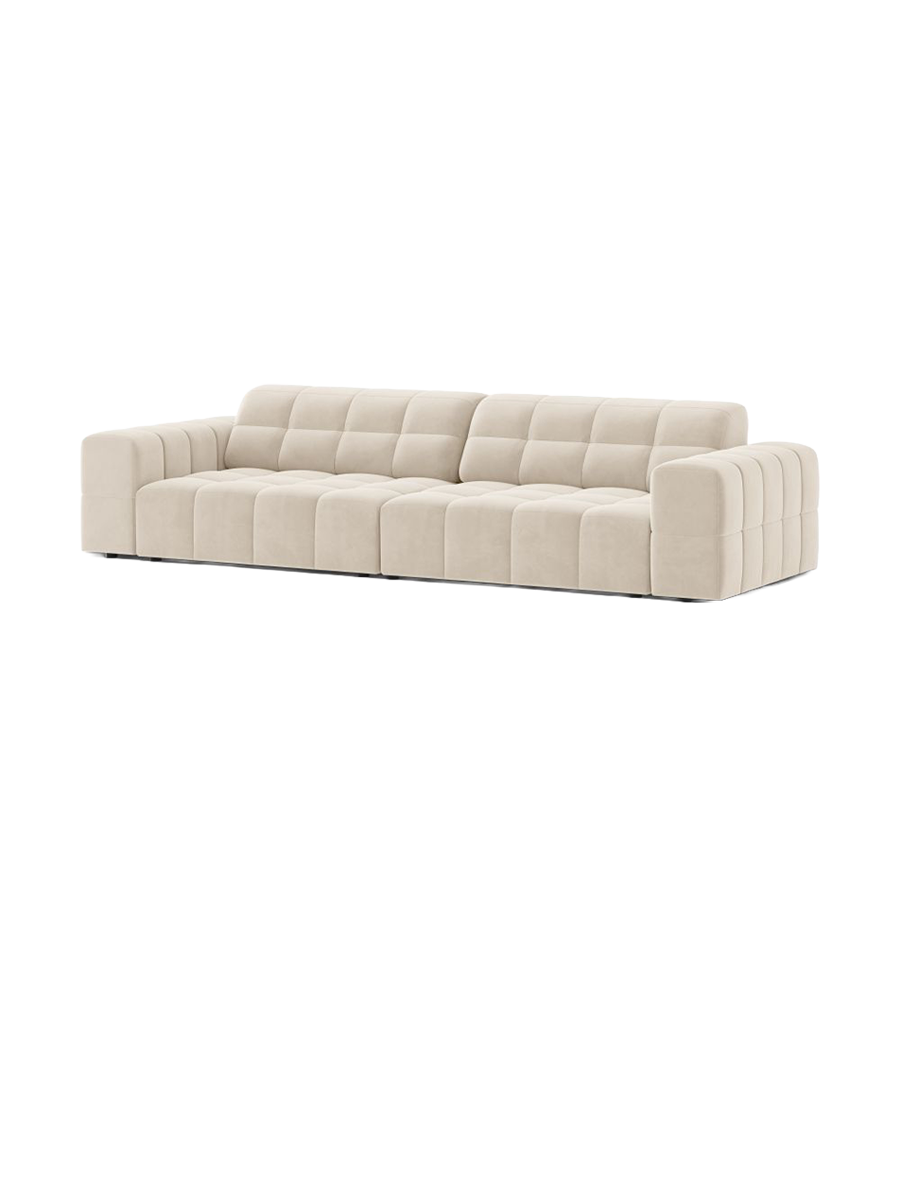 
4-Seater Designer Sofa "Chicago" - Light Beige Velvet