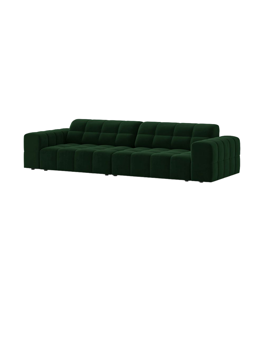 
4-Seater Designer Sofa "Chicago" - Velvet Bottle Green