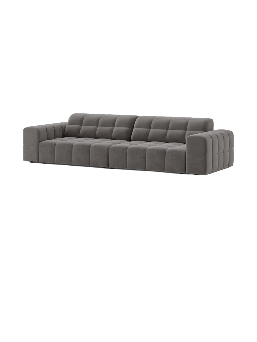 
4-Seater Designer Sofa "Chicago" - Velvet Light Grey