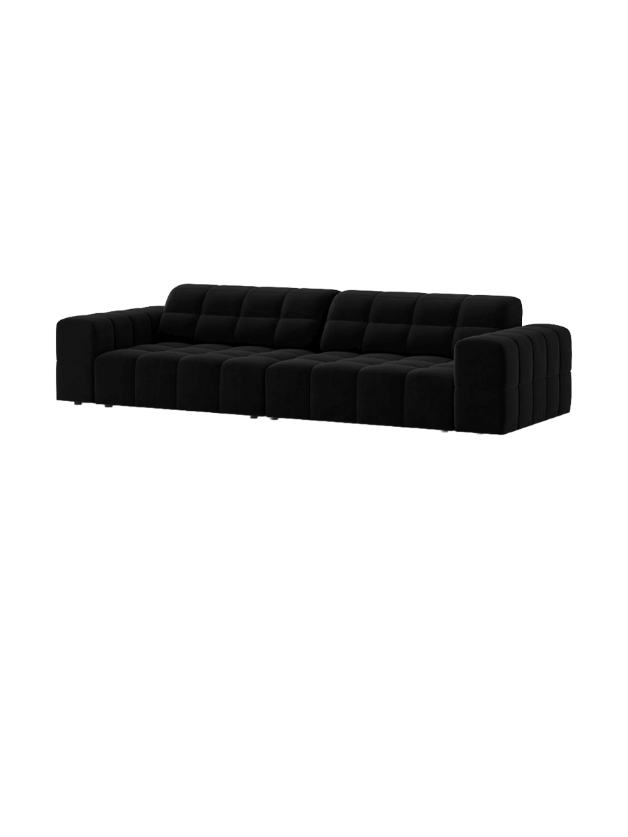 
4-Seater Designer Sofa "Chicago" - Velvet Black