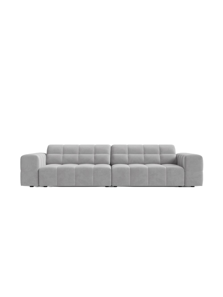 
4-Seater Designer Sofa "Chicago" - Velvet Silver