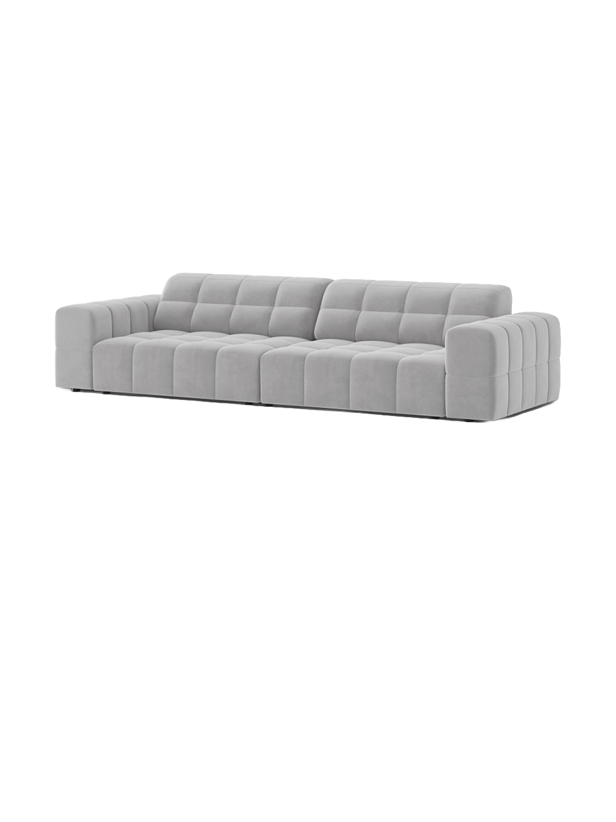 
4-Seater Designer Sofa "Chicago" - Velvet Silver