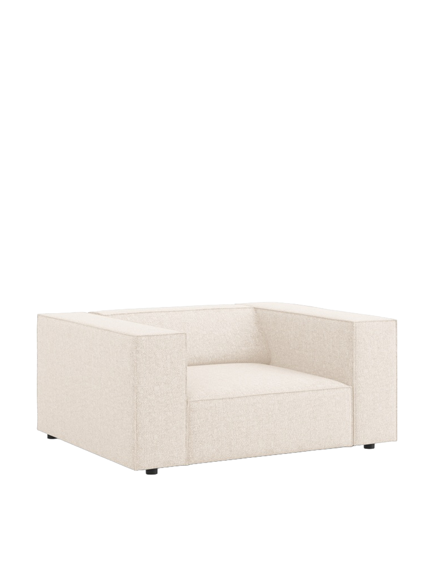 
Designer Armchair "Arendal" - Chenille Light Beige / Long side right