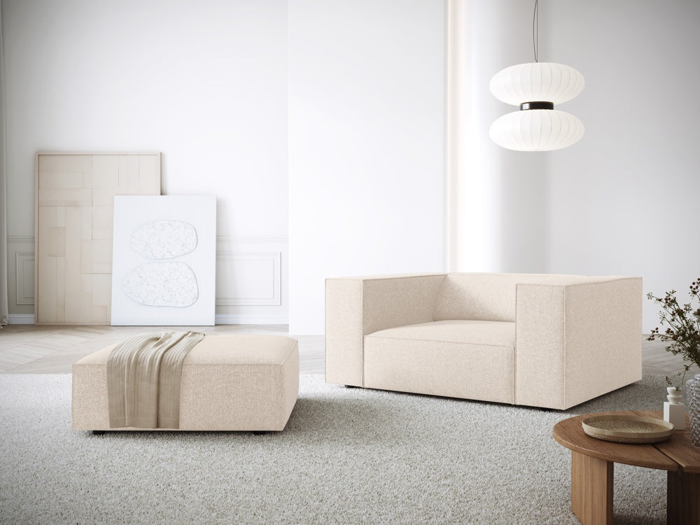 
Designer Armchair "Arendal" - Chenille Light Beige / Long side right