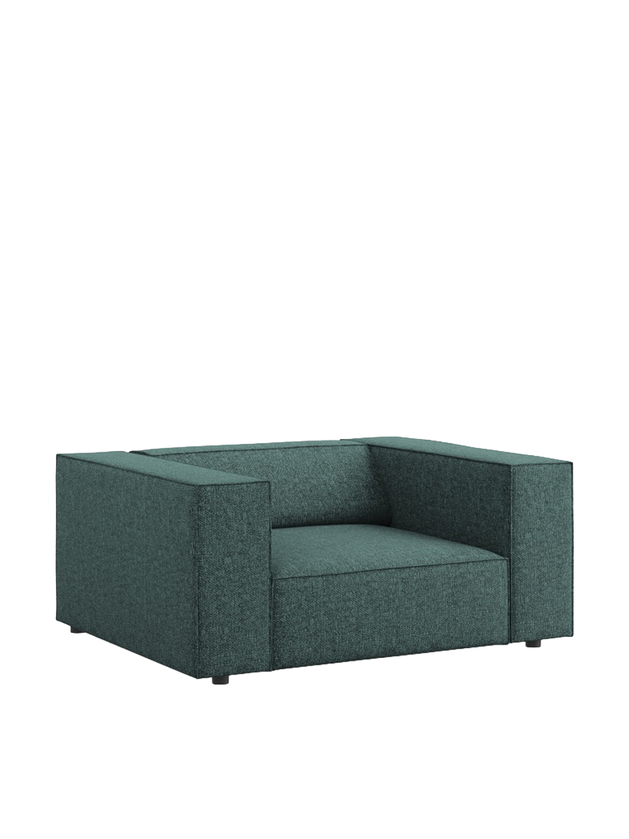 
Designer Armchair "Arendal" - Petrol Chenille / Long side right